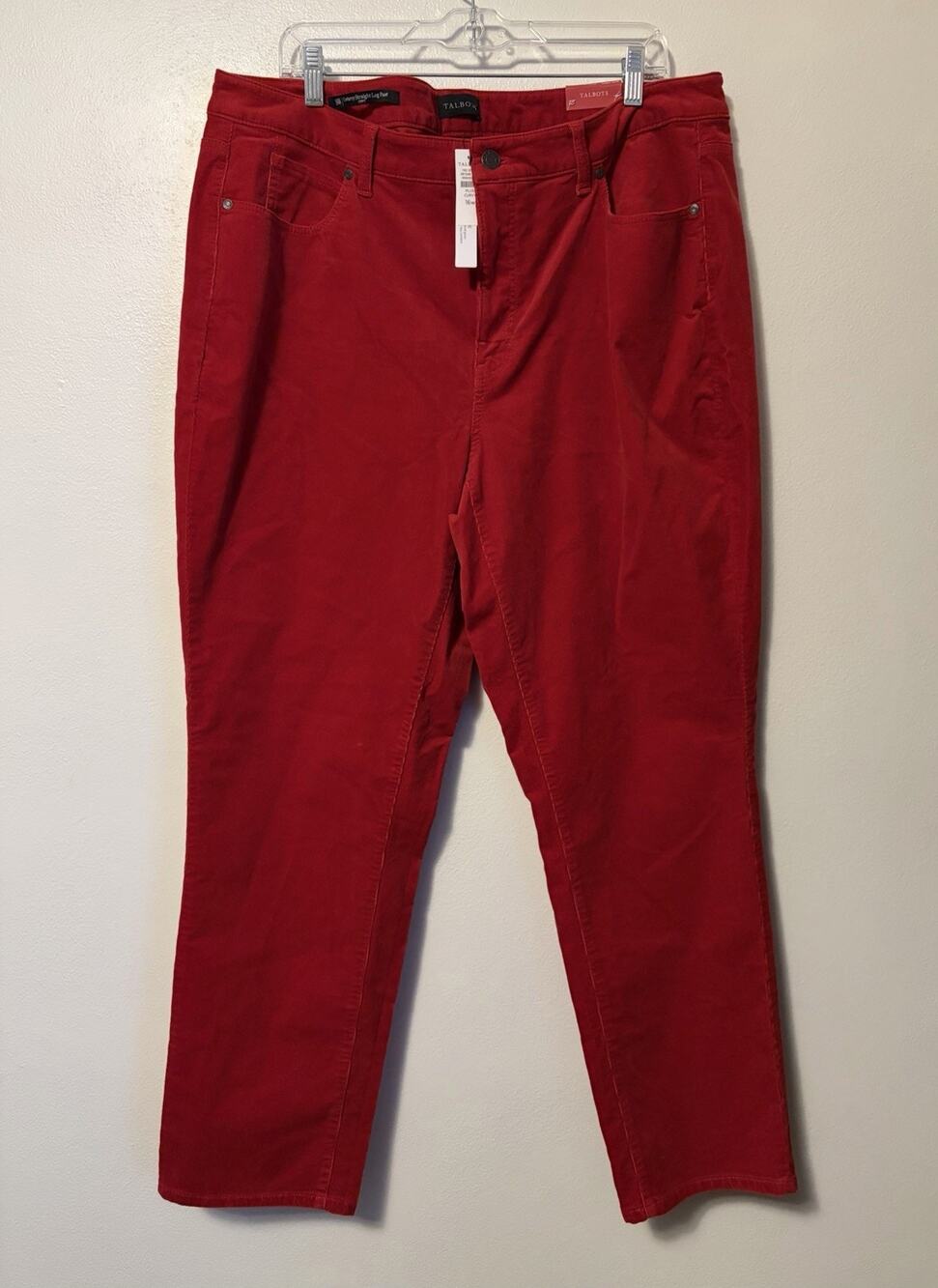 Talbots Corduroy Straight Leg Pants Red Women's Size 16W Curvy Fall New